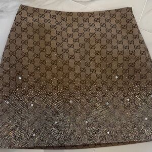 Gucci Tan Monogram A-Line Skirt